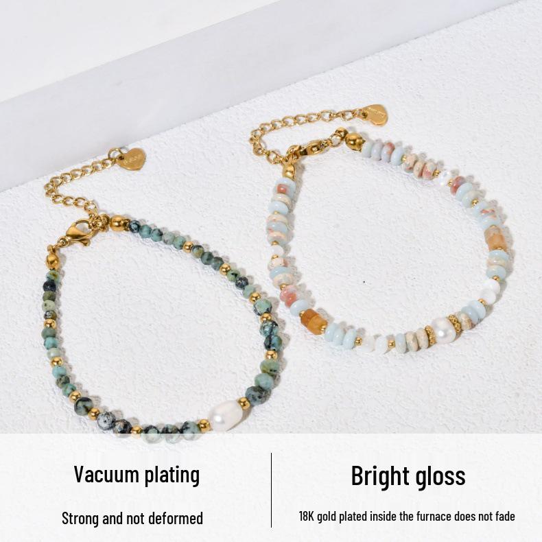 Versatile Titanium Steel & Natural Stone Pearl Bracelet - Retro Chinese Style for Women
