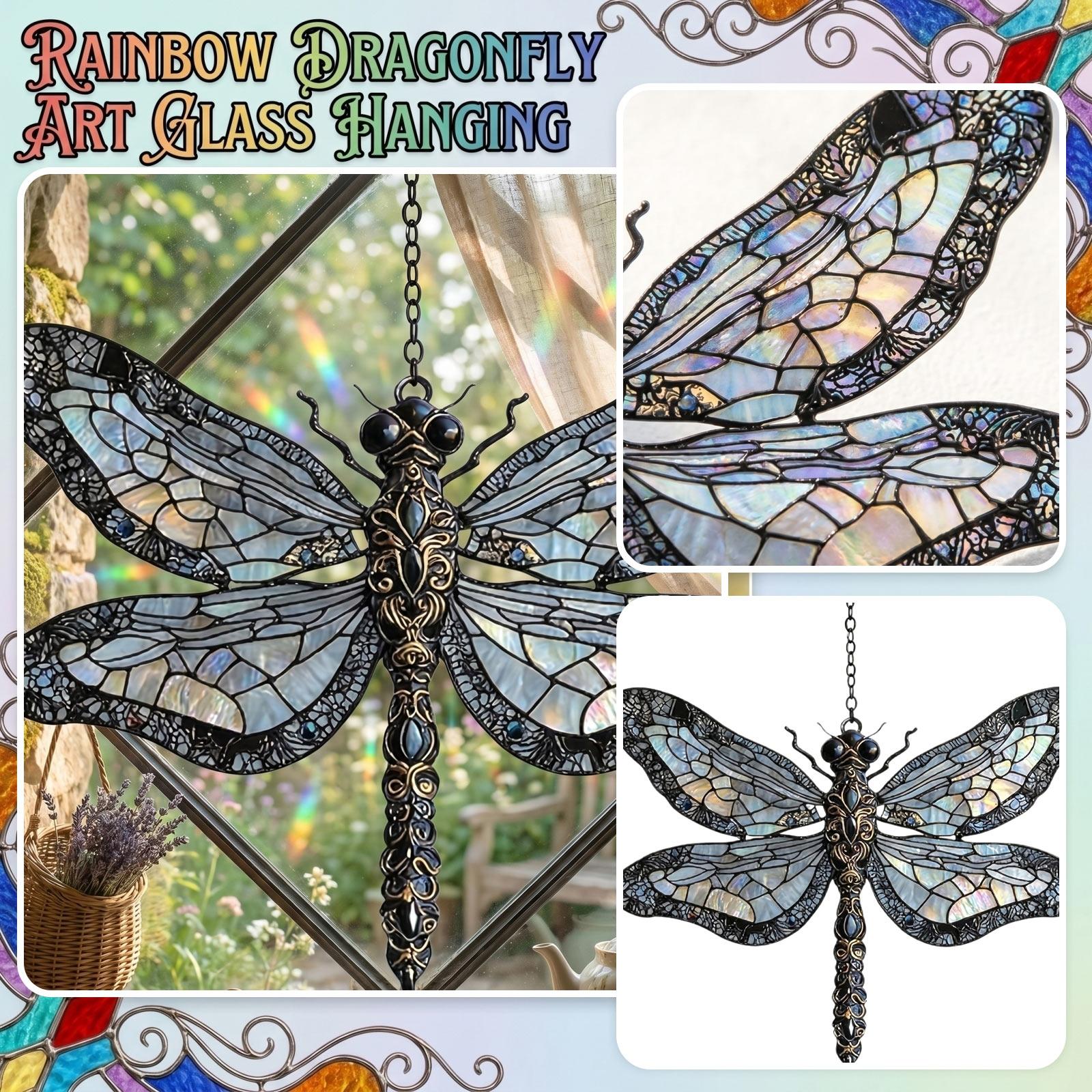 

2d Faux Acrylic , Acrylic Stained Faux Glass Window Hanging, Colorful Dragonflies Hanging Ornament, Acrylics Decor One Size белый