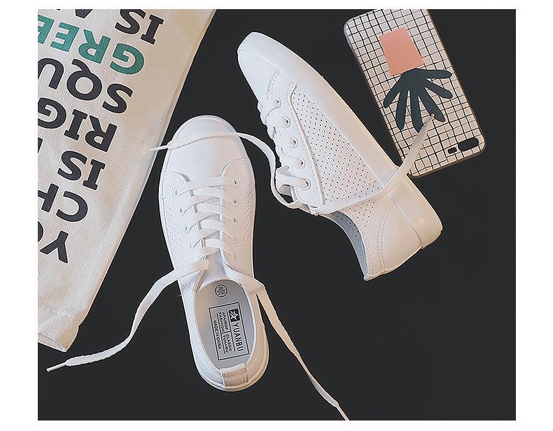 Yuanbu Sommer Ultra-Faser Atmungsaktiv Weißes Leder Schnürschuhe Freizeit 5936 für Herren & Damen