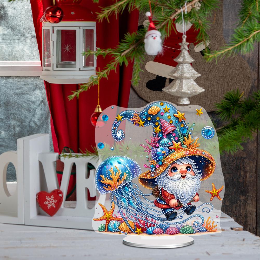 2D Flat Gnome DIY Diamond Painting Desktop Ornaments Kit 5D DIY Diamond Art Tabletop Decorations for Home Office Desktop Decor