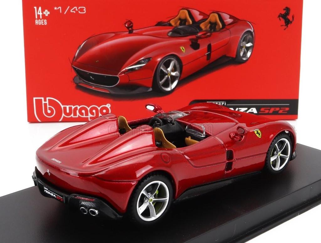 Bburago Ferrari Monza Diecast Car 1/43 Scale FERRARI MONZA SP2 2018 (Red Metallic) Signature Series [Parallel Import]