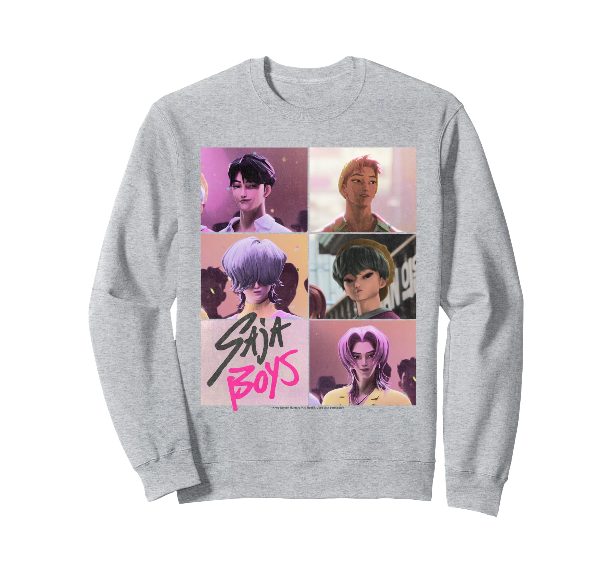 

KPop Demon Hunters Saja Boys Era Grid Sweatshirt чёрный
