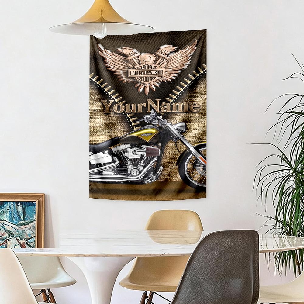 Harleydavidson Motorcycles Custom Your Name Wall Decor Tapestry Art For Pet Memorial Birthdaywedding Party Backdrop Family Gift