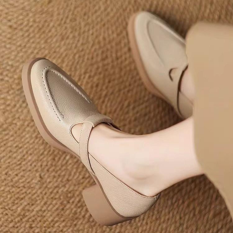 

Французские Винтажные Женские Туфли на Платформе и Блочном Каблуке из Мягкой Кожи, Новинка Весна-Осень, Мелкие, для Повседневной Носки 35 бежевый