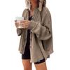 Autumn Women's Asymmetrical Shirt Jacket, Notched Lapel & Patch Pocket Design Casual Oversized Blouse for Daily Streetwear