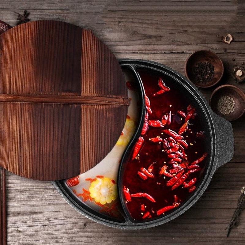 ZISIZ Cast Iron Hot Pot 35cm Split Hot Pot