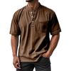 Men's Summer Round Neck Short Sleeve T-Shirt Neck Men's All-match Casual Button Shirt