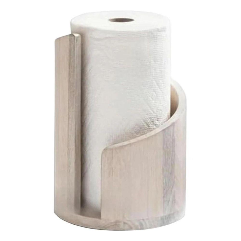 Wooden Kitchen Paper Towel Holder Freestanding Countertop Napkin Roll Organizer for Dining Room Decorative Tissue Storage Rack
