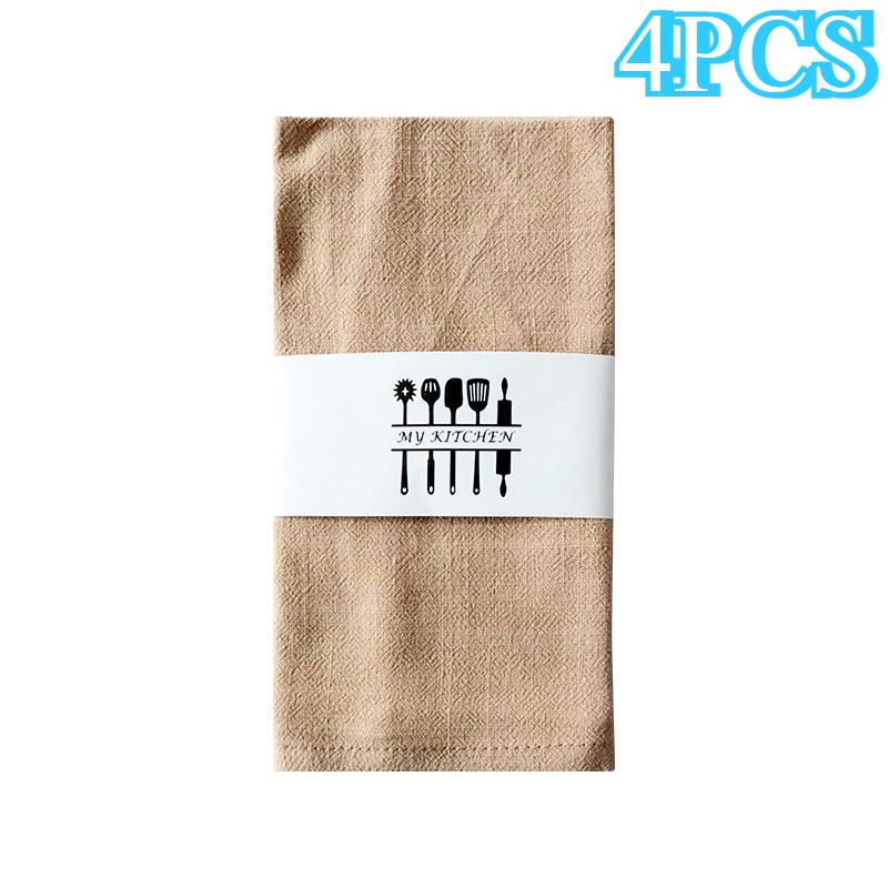 4PCS Rustic Cloth Napkins Cotton Linen Dinner Serviettes Solid Color Washable Table Napkins for Wedding Party Feast Home Decor