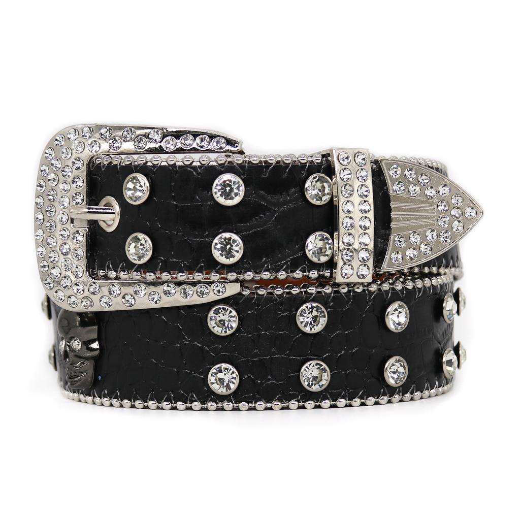 New PU Belt With Sparkling Crystal Diamond Belt Inlaid With Skeleton Accessories Fashion Trend High Quality Women's Belt