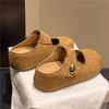 Spring fashion little golden beans Mary Jane pedal half a bag of height-increasing slippers Ou Ruofeng shoes