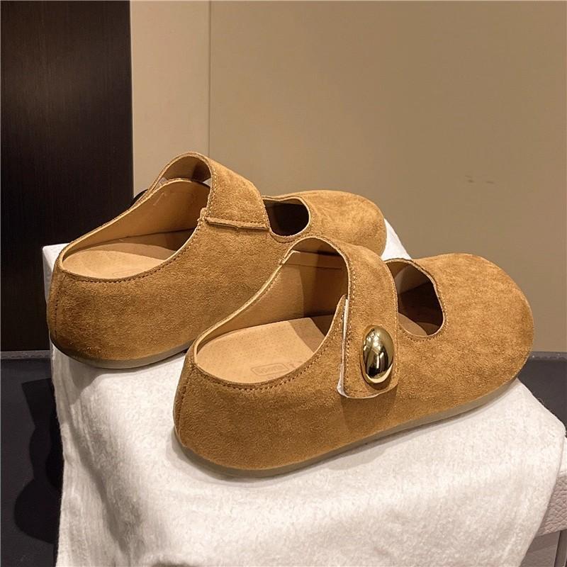 Spring fashion little golden beans Mary Jane pedal half a bag of height-increasing slippers Ou Ruofeng shoes