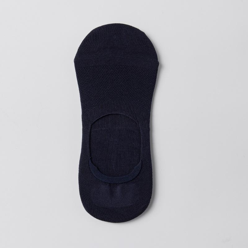 

Мужские летние носки-невидимки с низким вырезом, тонкие сетчатые носки с силиконовой противоскользящей подошвой, однотонные хлопковые носки, носки-лодочки, мужские короткие носки 1 pair темно-синий