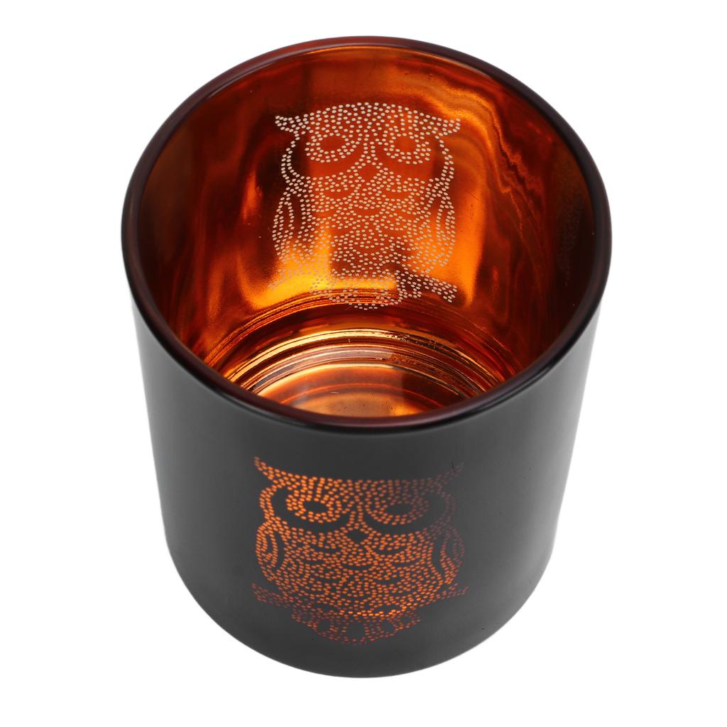 Glass Votive Candle Holder Night Owl Durable Odorless Black Glass Romantic Tealight Candle Holder