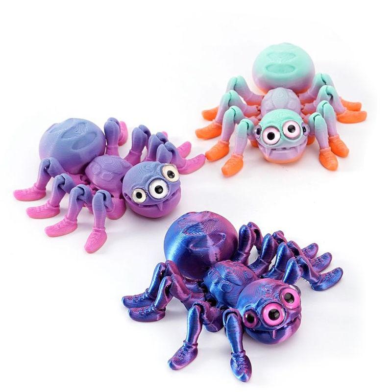 3D Printed Spider Animals Toy Realistic Colorful Spider Figurine Articulated Fidget Toy for Spider Lovers Halloween Home Decor