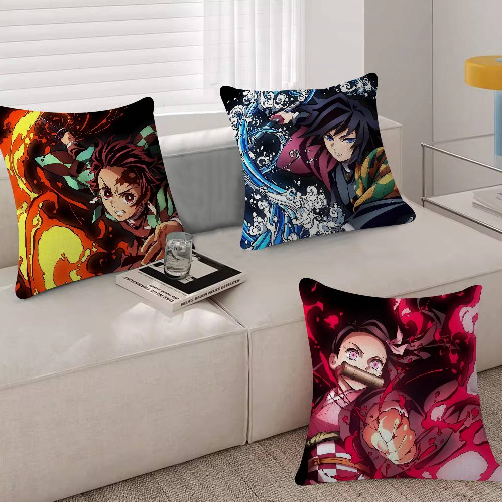 Japanese Anime DDemon Slayers Wall Pillow Cover Design Cushion Cover Decor Holiday Decorati