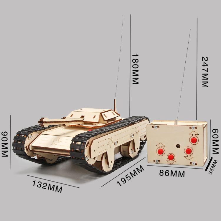 Children's Diy Handmade Building Blocks Remote Control Tank Teaching Aids/Students Science and Technology Small Production Physical Assembling Model