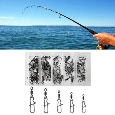 High Strength Rolling Ball Bearing Snaps Fishing Barrel Swivels and Clip Lure Connector Clip for Saltwater Freshwater