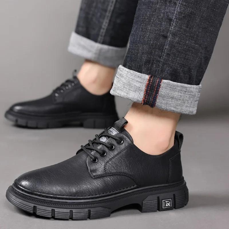 Spring Autumn Platform Shoes for Man Designer Soft-soled Casual Men's Driving Shoes Solid Color Business Men Dress Shoes