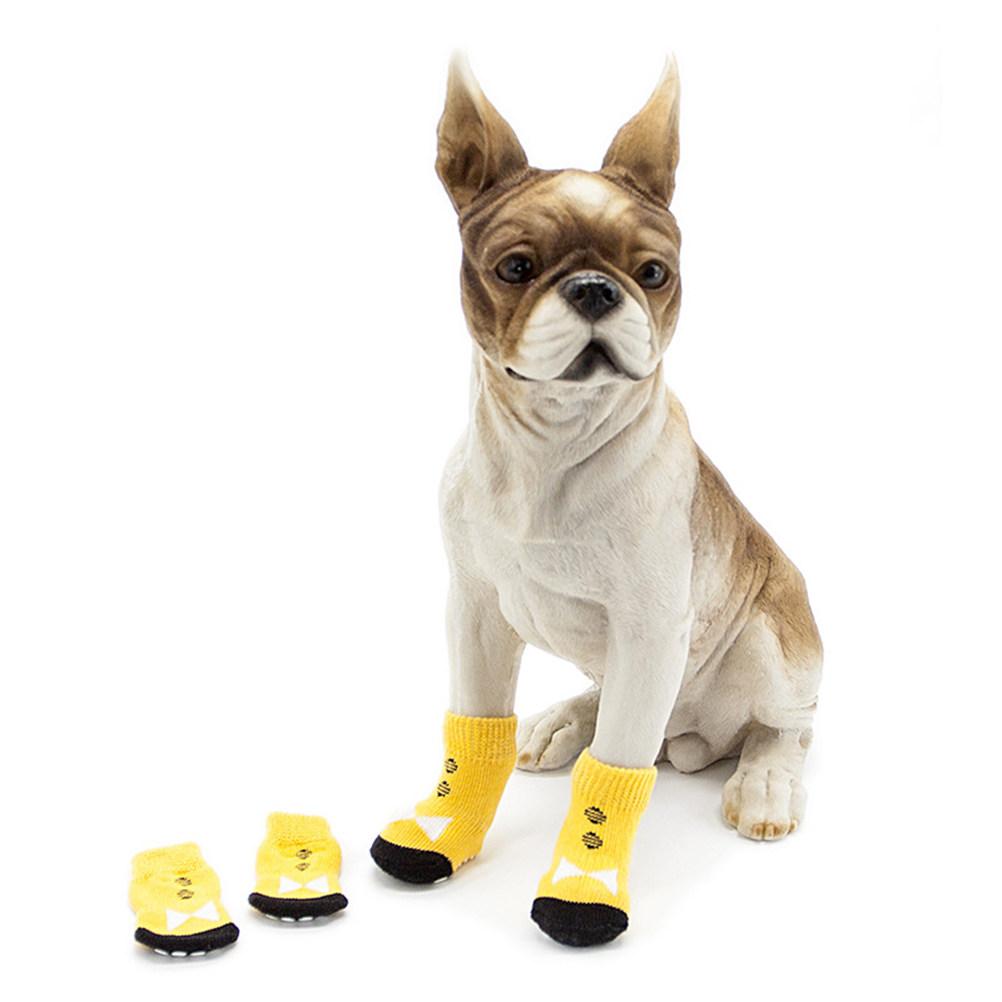 4Pcs Non-Slip Cotton Pet Socks Skin-Friendly Comfortable Dog Socks Puppy Footwear Large Stretch Protect Cold Snow Ice