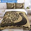 3PCS Viking Ship At Sea Bedding Set,Including 1pc Duvet Cover And 2pcs Pillowcases Perfect for Bedroom, Dormitory, Fan Christmas Gift