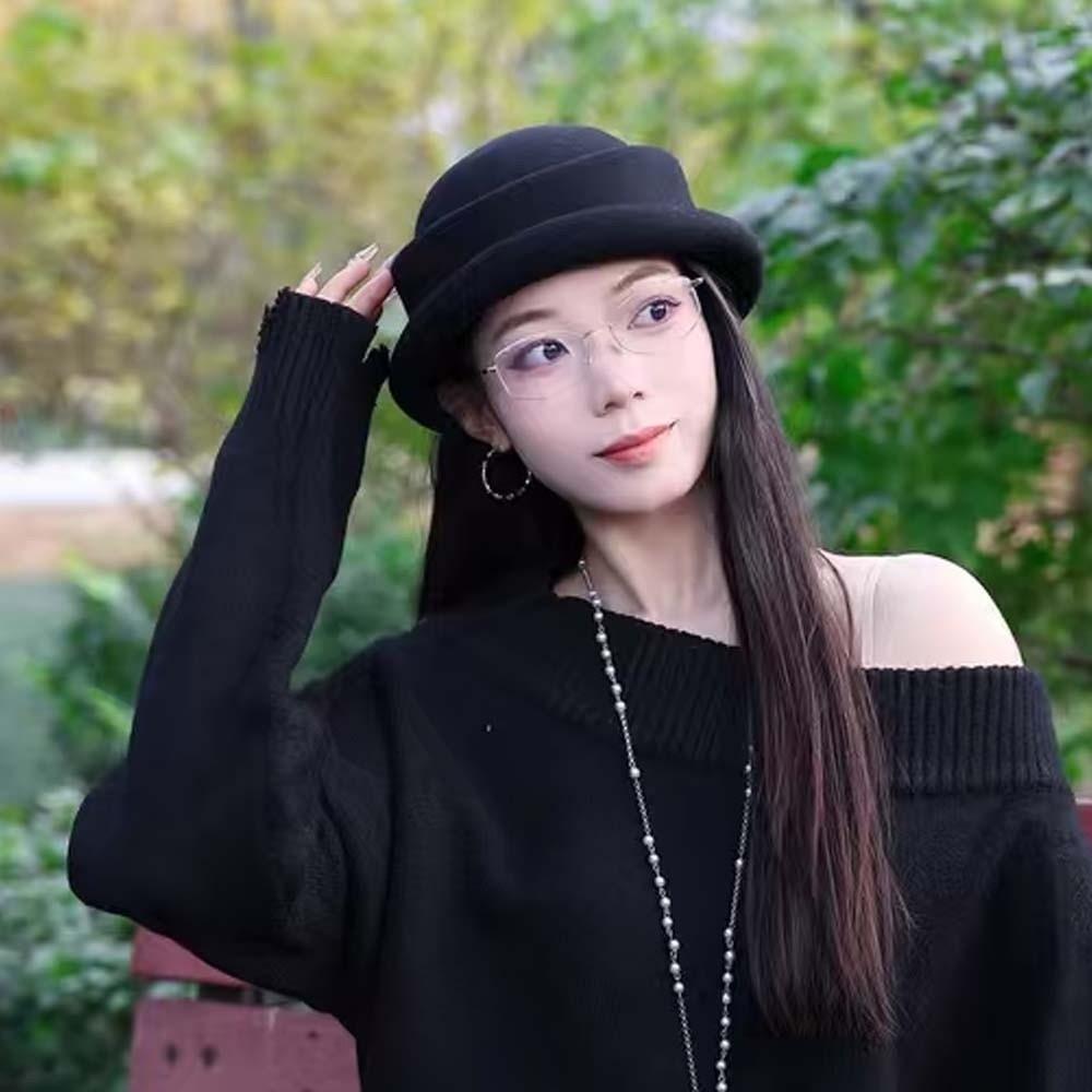 Vintage Looking Woolen Rolled Edge Cap Beret Woolen Formal Hat British Top Hat  Fashion Show