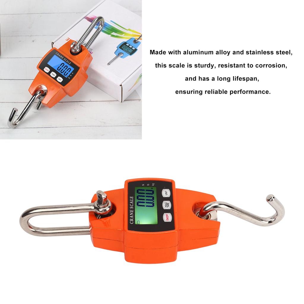 Digital Hanging Scale 300KG LCD Backlit Display High Accuracy Mini Crane Scale for Fishing Hunting