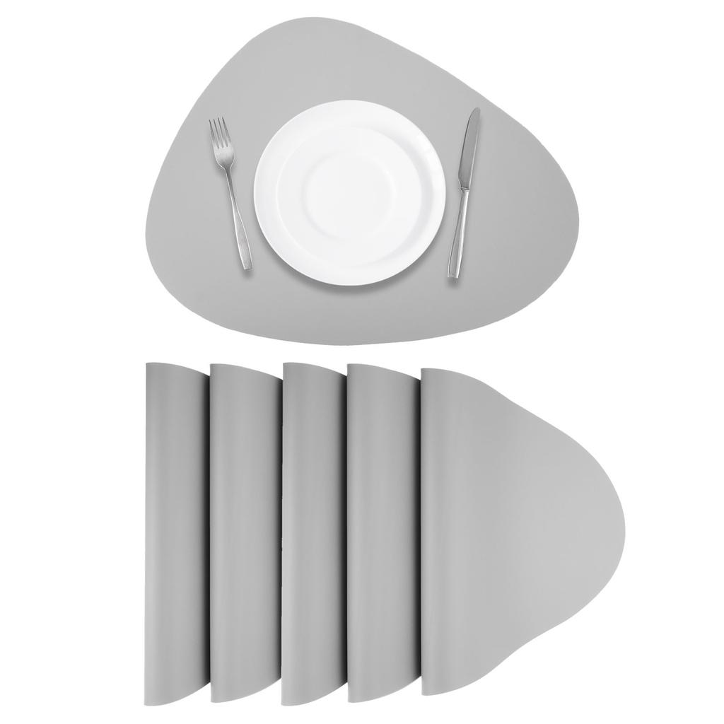 6pcs Oil-Proof Waterproof Dual-Sided Place Mats Irregular Shape PU Leather Placemats for Coffee Shops Kitchen Bistro Tables Bars
