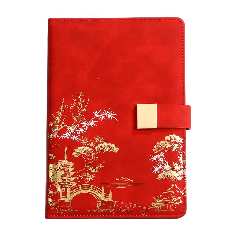 A5 Chinese Tide Faux Leather Business Notebook Gift Set - Customizable for Meetings
