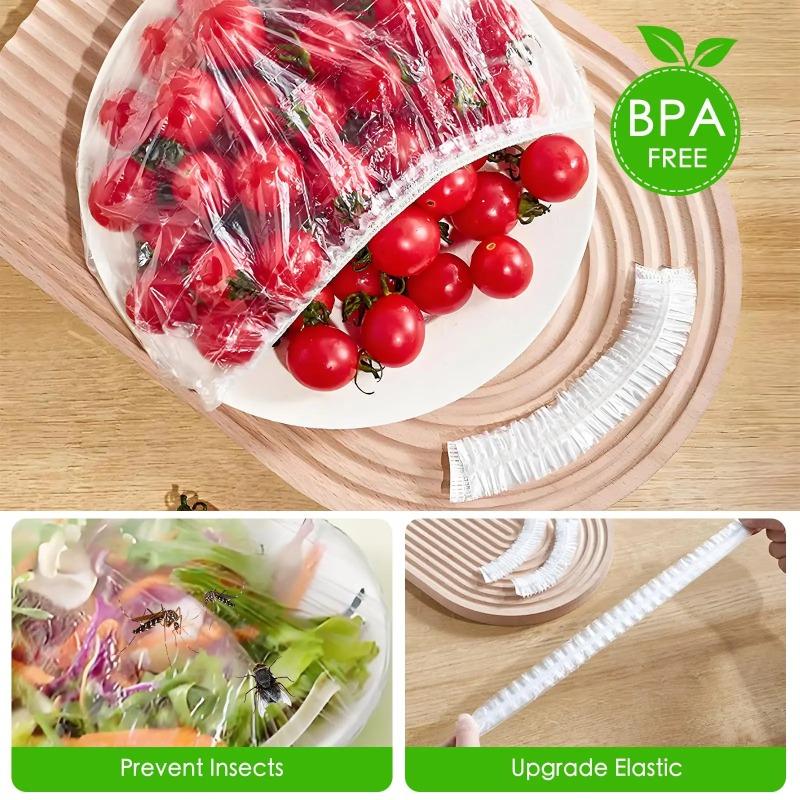 Capa de plástico descartável reutilizável para alimentos, envoltório plástico durável, tampas elásticas para alimentos para tigelas, capas elásticas para pratos, bolsa de proteção para alimentos na cozinha