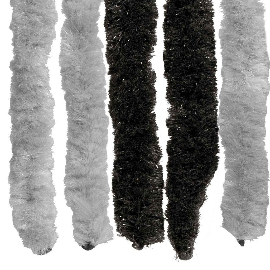 Grey and Black Chenille Insect Screen Door Curtain 118 x 220 cm