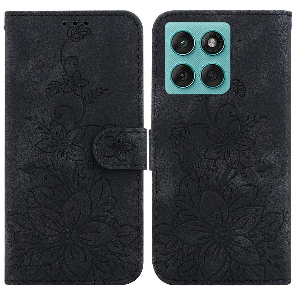 For Motorola Edge 60 5G/60 Fusion 5G Case Lily Flower Imprint Leather Phone Cover with Stand