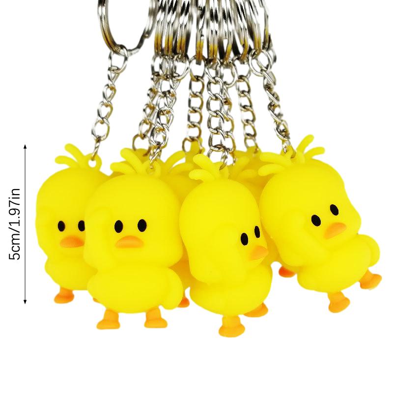 Liten gul and nøkkelring Pvc mykt lim Tegneserie Dyr Telefonanheng Bilnøkkelring Ryggsekkpynt Studentveskedekor Tilbehør