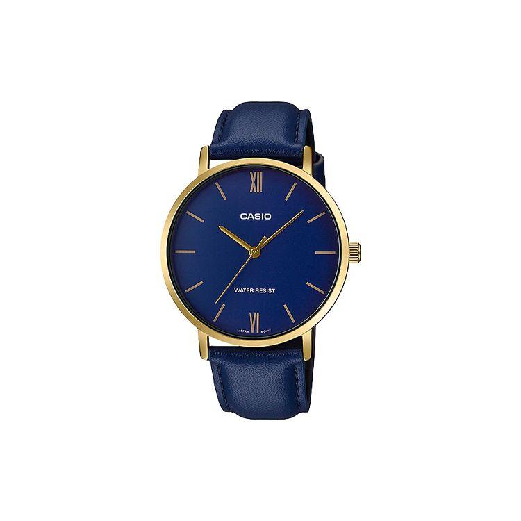 

Casio Standard Series Simple Style Business Casual Versatile Classic Pointer Blue Dial Waterproof Quartz Movement Leather Strap MTP-VT01GL-2B Regular Watch Box,Blue Dial