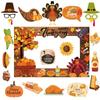 21pcs Cartoon Thanksgiving Photobooth Prop Glasses Pumpkin Turkey Party Paper Frame Autumn Leaves Mask Handheld Frame Prop