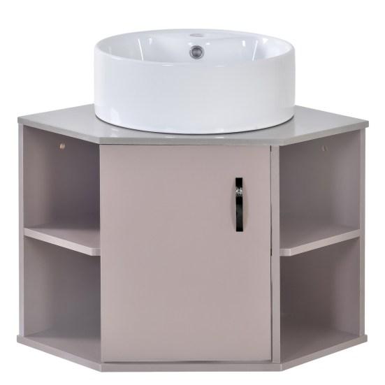 Washbasin Cabinet Strong Load Bearing Large Capacity Smooth Surface Waterproof Easy To Clean Space-saving MDF Bathroom Lavatory