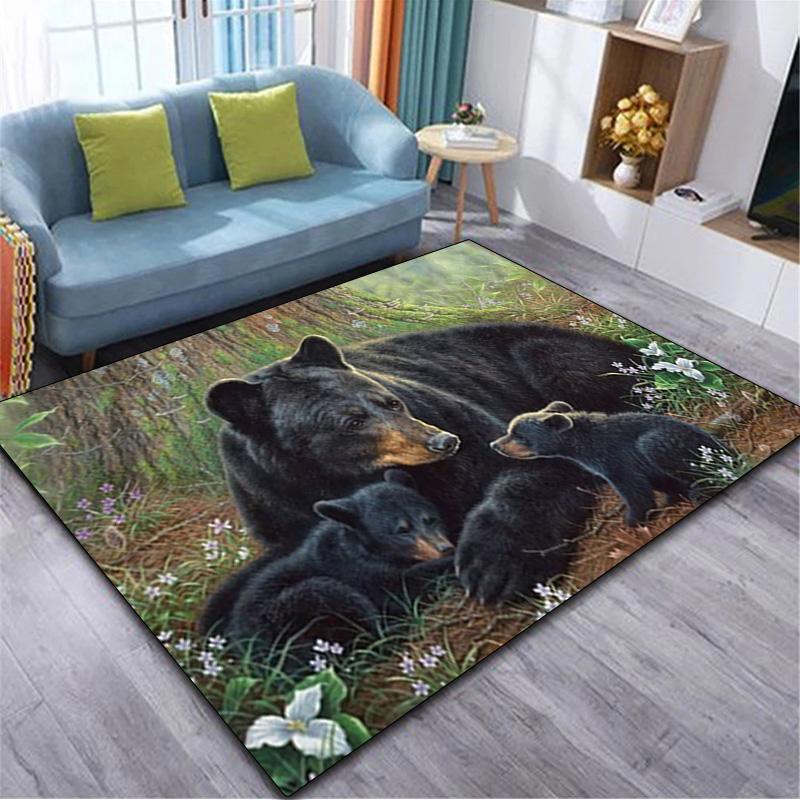 1Pc Black Bear Rug - home decoration Carpet For Living Room Bedroom Flooring Computer Chair Area Rug