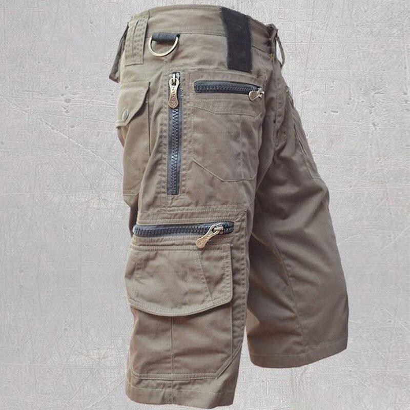 Men's Plus Size Casual Summer Cotton Cargo Shorts with Multi-Pocket Design