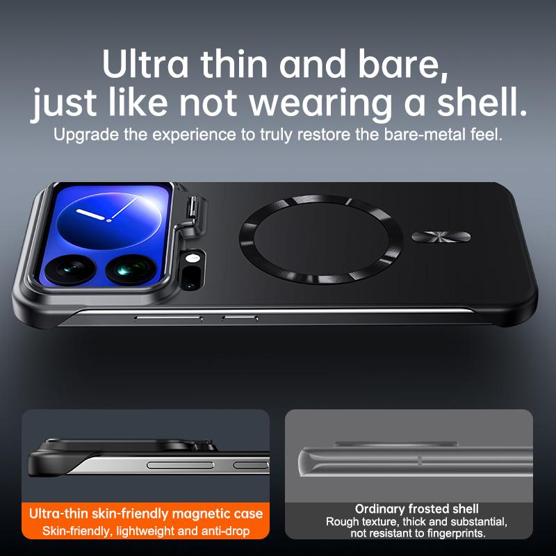 Ultra Thin Metal Lens Holder for Magsafe Magnetic Phone Case for Xiaomi Mi 17 15 14 Pro Max Solid Matte Frameless Hard PC Cover