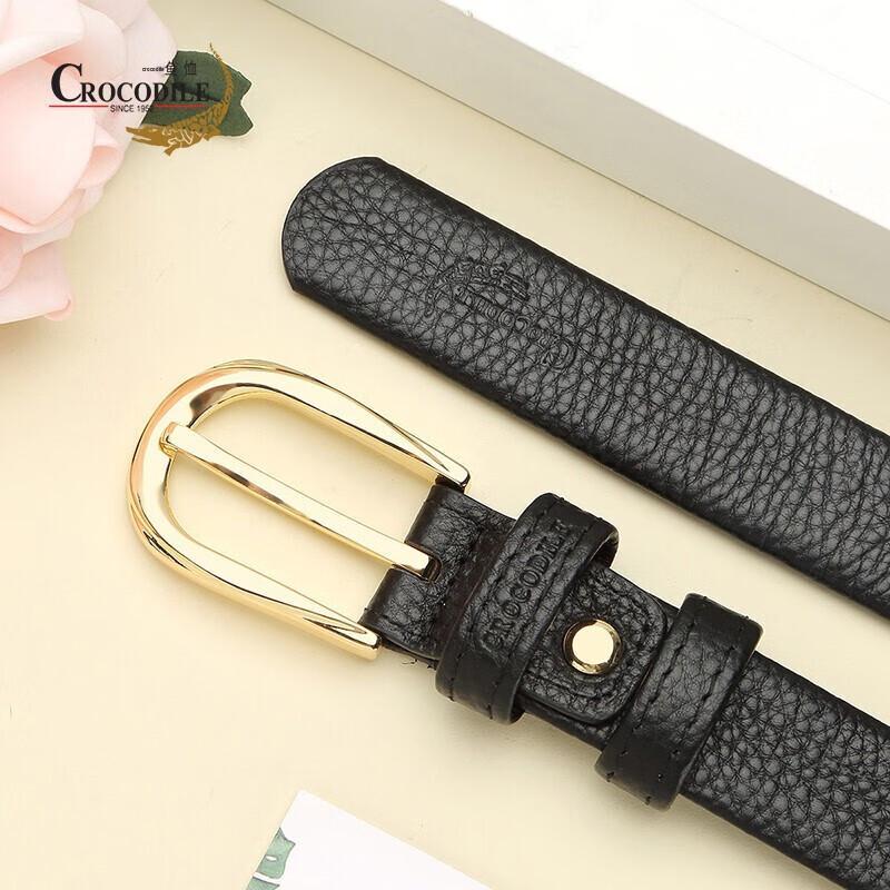 Crocodile Women's Genuine Leather Litchi Grain Pin Buckle Belt