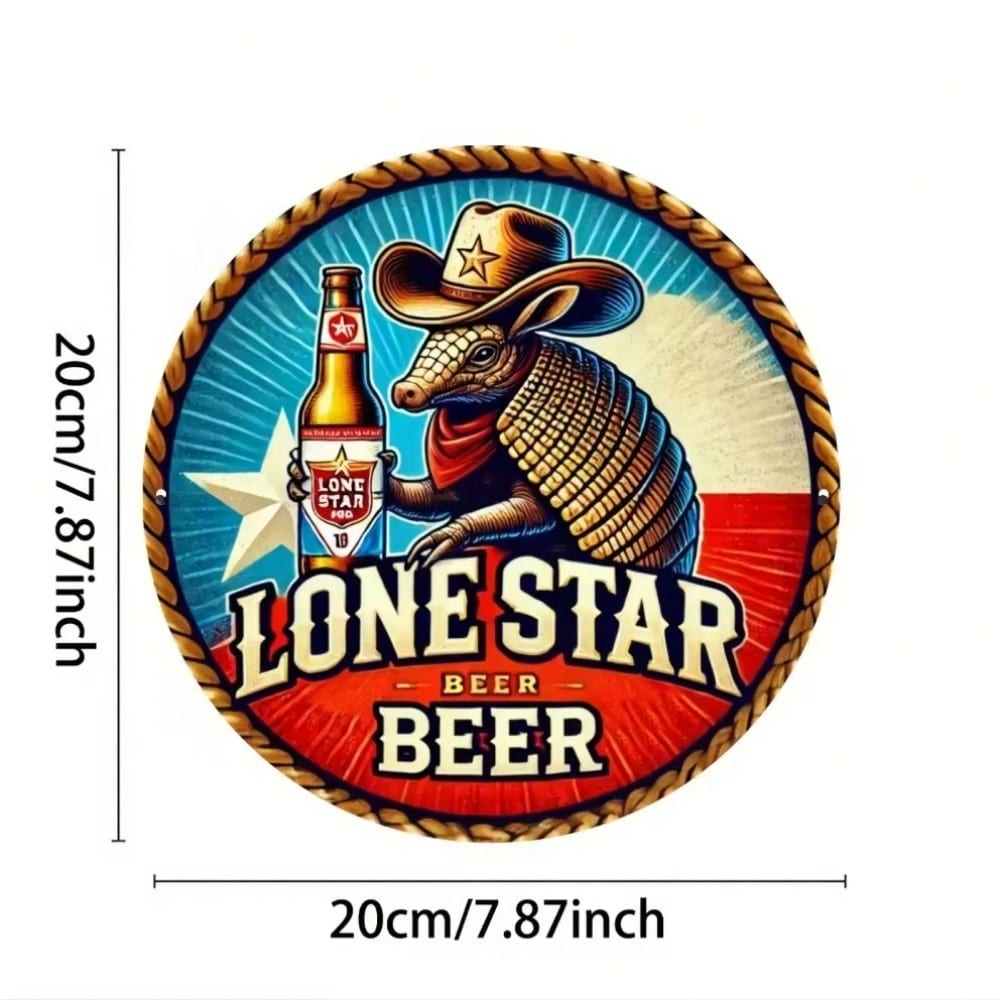 Vintage Tin Sign Lone Star Armadillo Beer Wall Decor Metal Art Plaque разноцветный