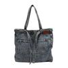Vintage Letter Embroidery Denims Handbag for Women Large Capacity Jeans Shoulder Bag for School and Casual Shopping  White