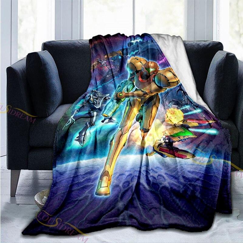 3D Printed METROID Super Warm Microfiber Knight Blanket for Kids Siesta Leisure Coverings Adult Gift Sofa Chair Bed Office
