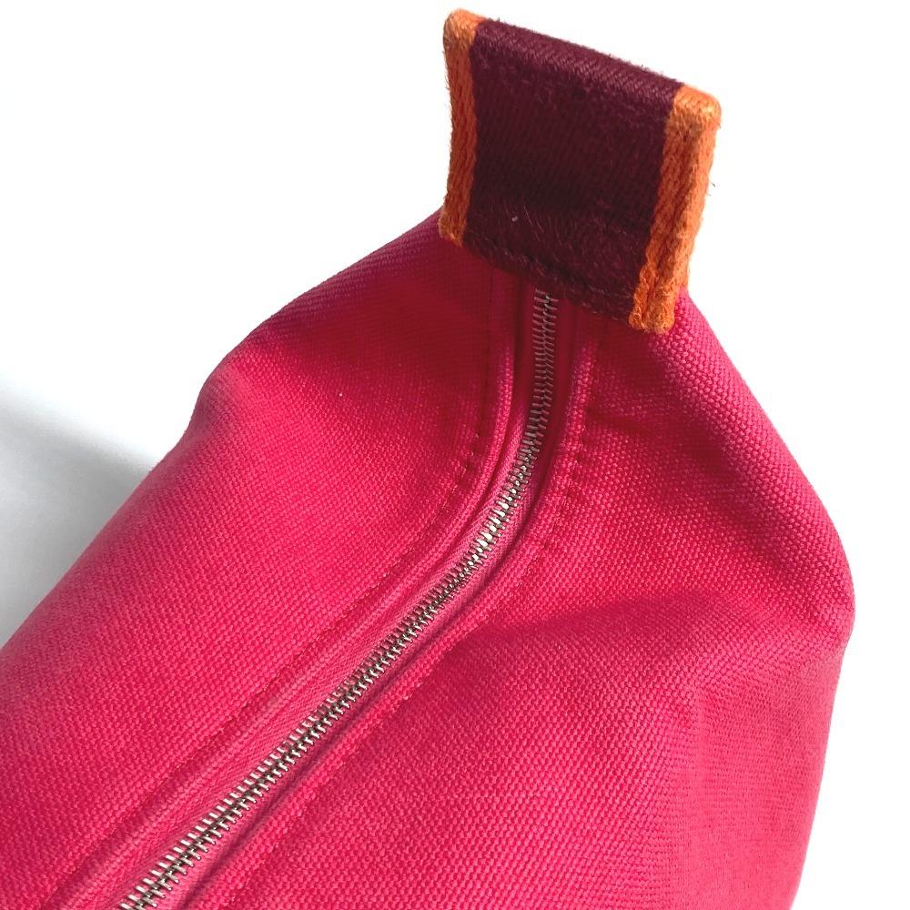HERMES Brida Black PM Pouch bag vanity bag Hand Bag Canvas hibiscus pink