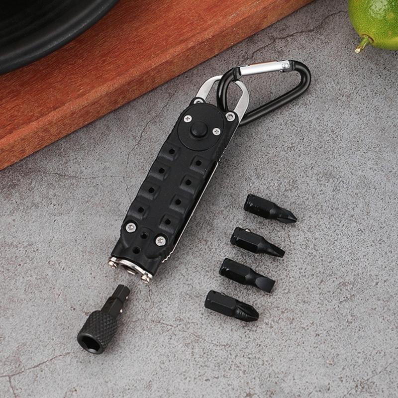 Multi Tool Screwdriver Bit with Carabiner Keychain Multifunctional Gadget Portable Screwdriver Pocket Bottles Opener