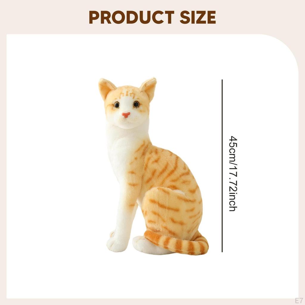 Cat Toy Stuffed Animal Decoration Figures Comfortable Simulation Kitten Lovely for Teens Bedroom