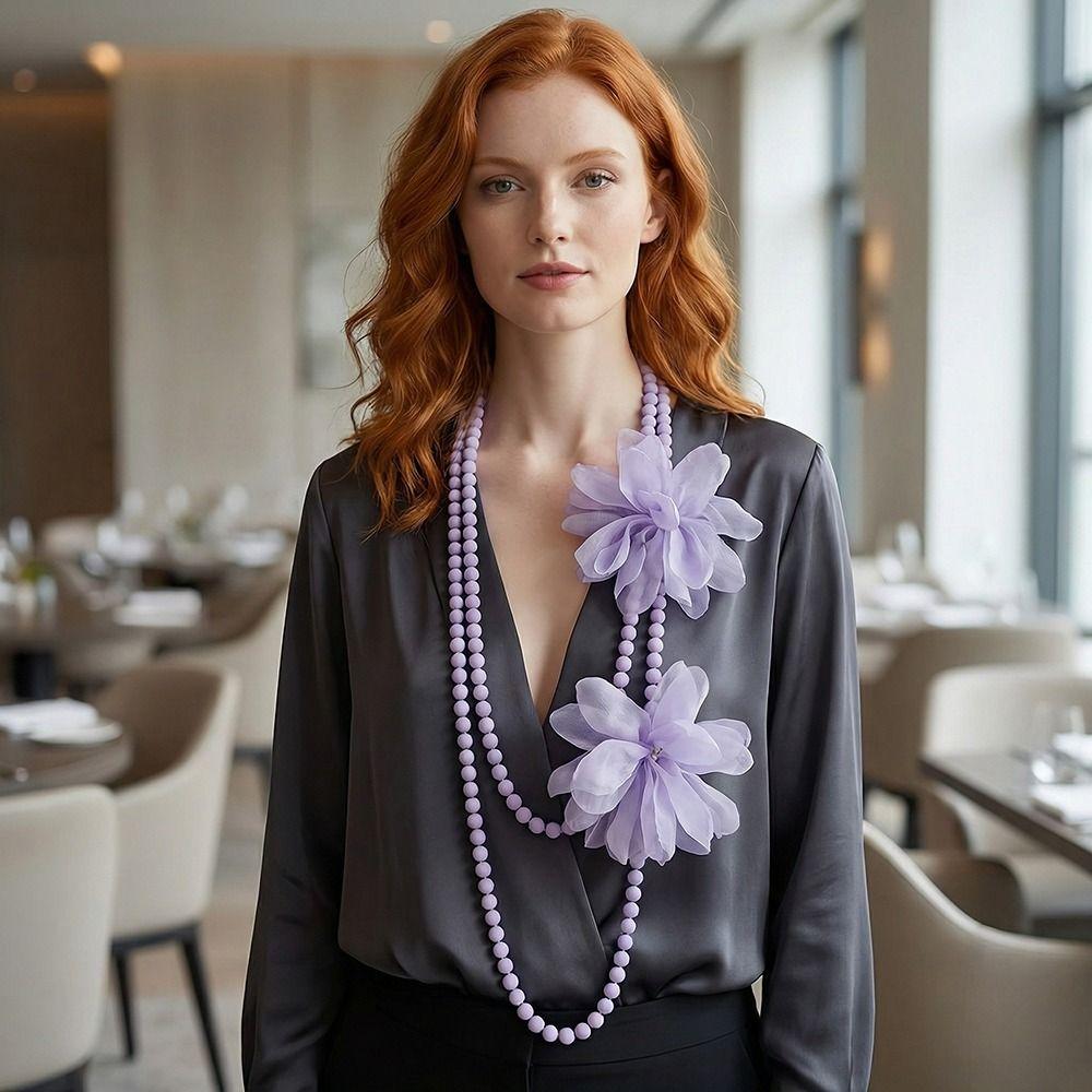 Handcrafted Glass Beads Big Flower Necklace Flower Designing Waist Chain  Everyday Outfits