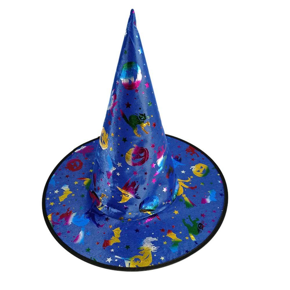 Skull Pattern Halloween Witch Hat Colorful Halloween Cosplay Accessories Children Wizard Cap  Kids