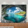 2D Ocean Cave View Backdrop Blue Sky Beach Party Photoshoot Studio Banner