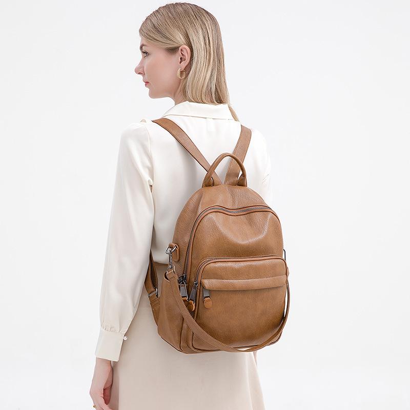 Torba na ramię z prawdziwej skóry dla kobiet. Nowy, modny plecak podróżny służbowy. Plecak komputerowy o dużej pojemności 14/15